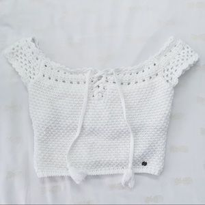 Hollister Crochet Off the Shoulder Crop Top